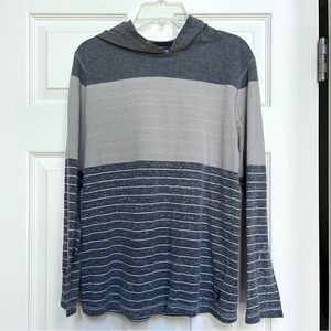 NWOT Univibe Gray & Blue Striped Hoodie – Boys XL (14/16)